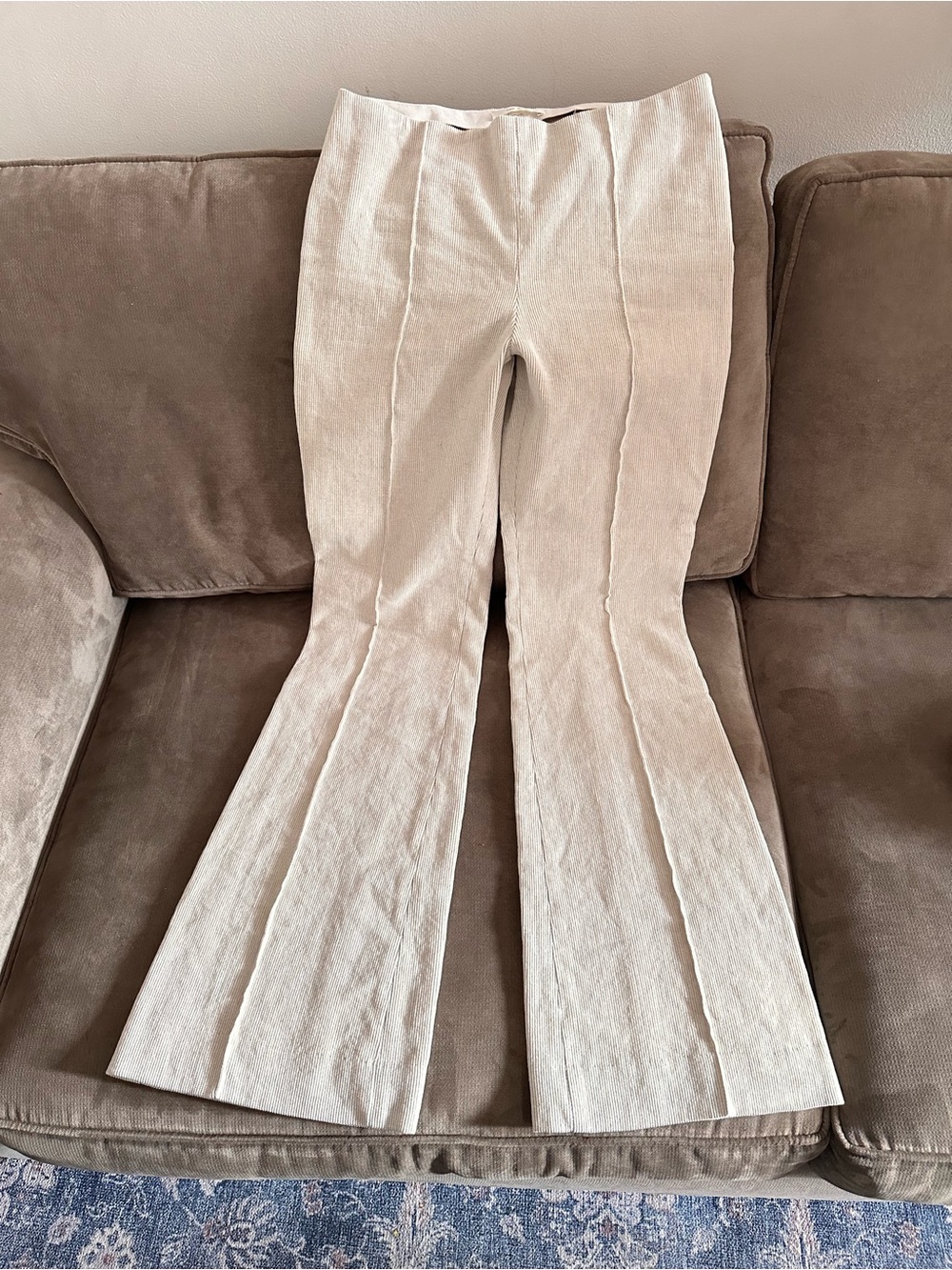 The Row Cream Flared Linen-Blend Pants